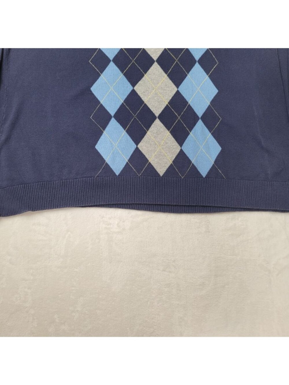 Caribbean Joe Women's Blue Argyle V-Neck Long Sleeve Sweater Size 2X - Picture 4 of 10